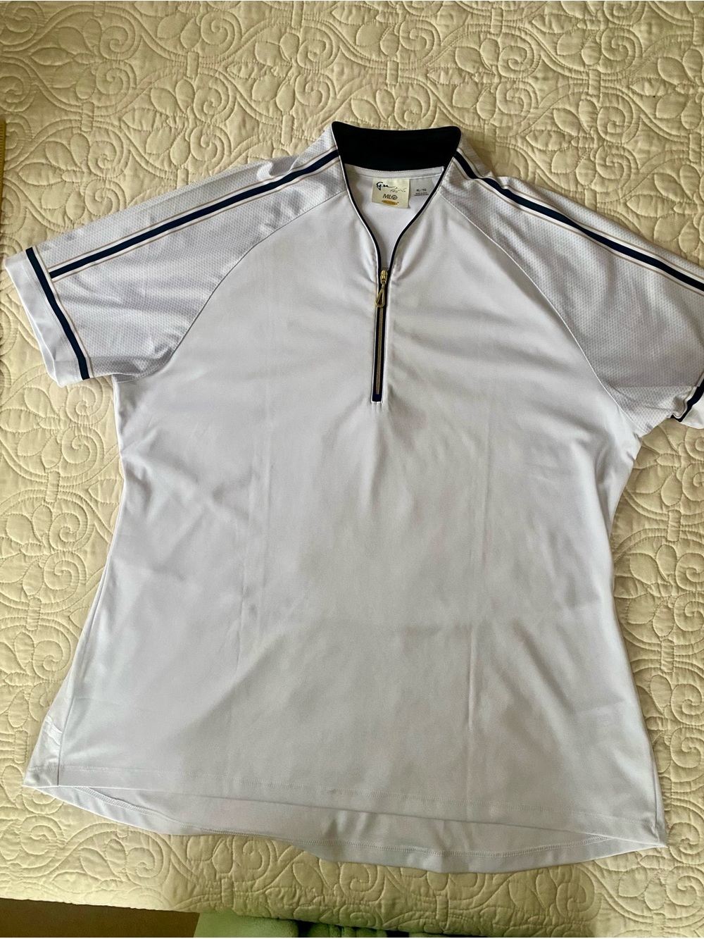Greg Norman Women’s White Short-Sleeve Performance Golf Polo with Black Trim